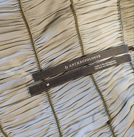 By Anthropologie Women's Flutter-Sleeve Square-Neck Mini Dress, Green Motif, MED - Picture 9 of 11